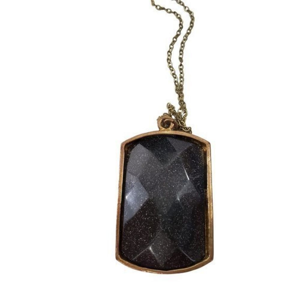Pendant Black Necklace Sparkle Glitter Chain Facet